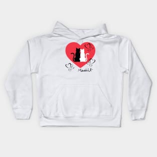 CAT COUPLE RED HEART VALENTINES DAY Kids Hoodie